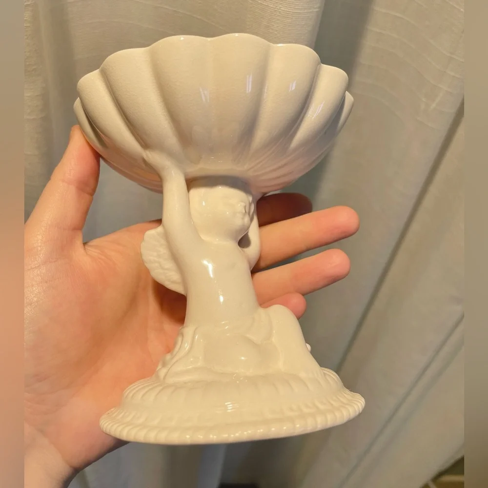 VTG Avon Cherub Soap Dish Holder Ivory White Etherial Bathroom Decor Jewelry